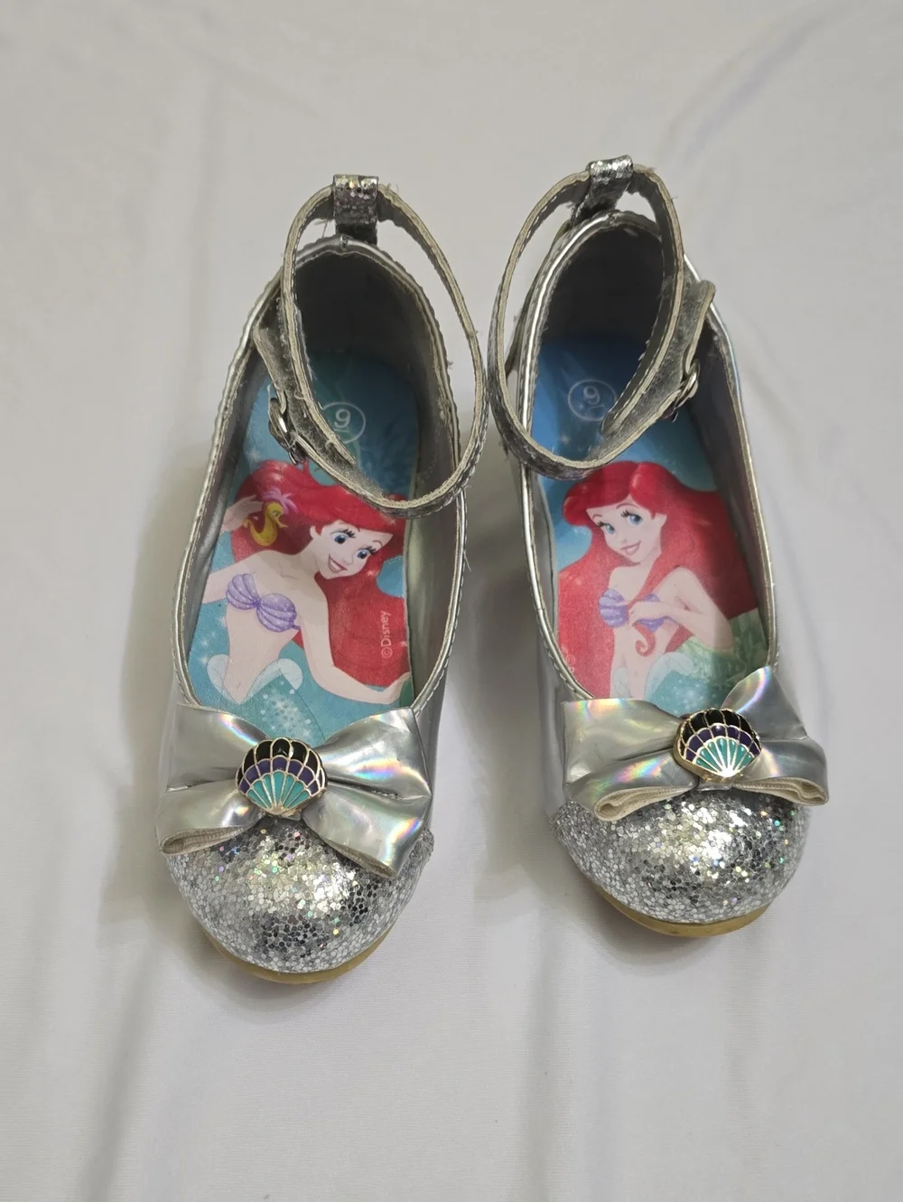 Kids Silver Glitter Mermaid Dress Shoes with Ankle Strap